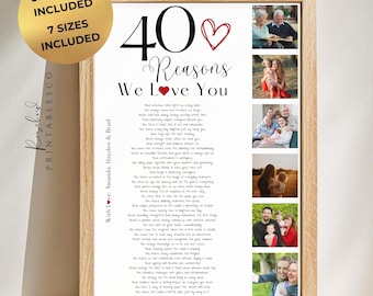 40 Reasons We Love You Custom Photo Collage | Fully Editable Template | Mom's 40th Birthday Anniversary | 40 Things About Dad | Canva