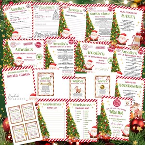 Carta a Papá Noel, carta para niños a Papá Noel, carta imprimible a Papá Noel, lista de deseos navideños para niños, carta a Papá Noel, paquete de lista de deseos de Papá Noel