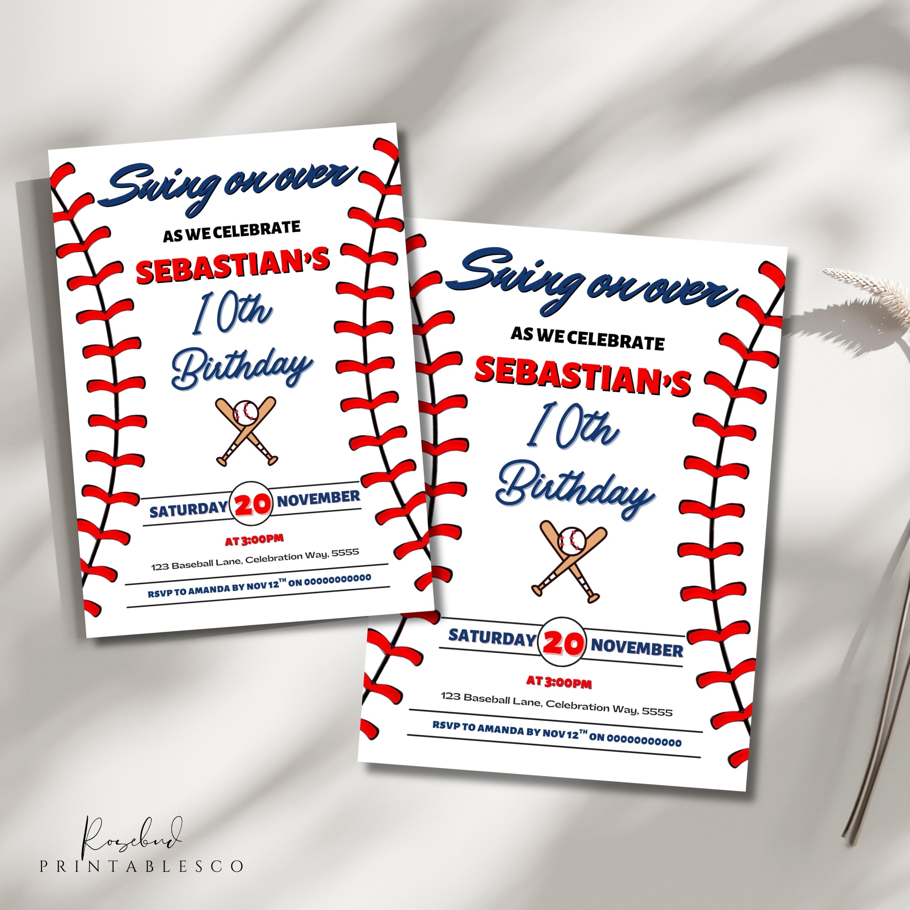 Editable Baseball Birthday Invitation, Baseball Party Invites, Sports ...