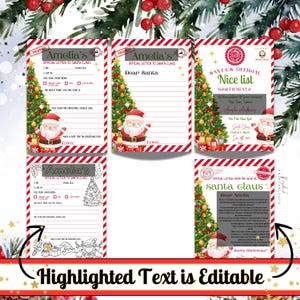 Instant Download Editable Letter From Santa Nice List Certificate ...