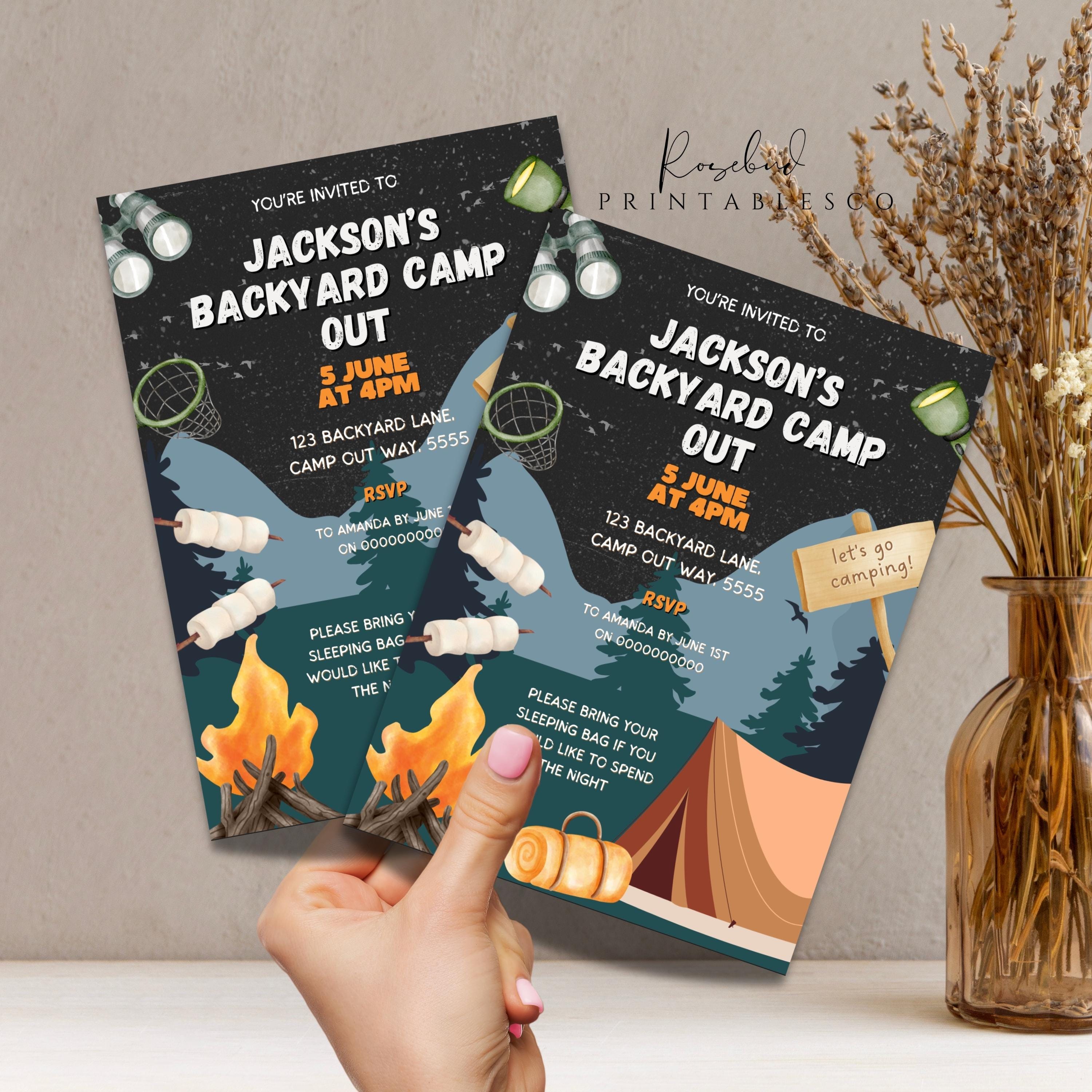 Camping Birthday Invitation Camping Party Invitation Camp Out Under the ...