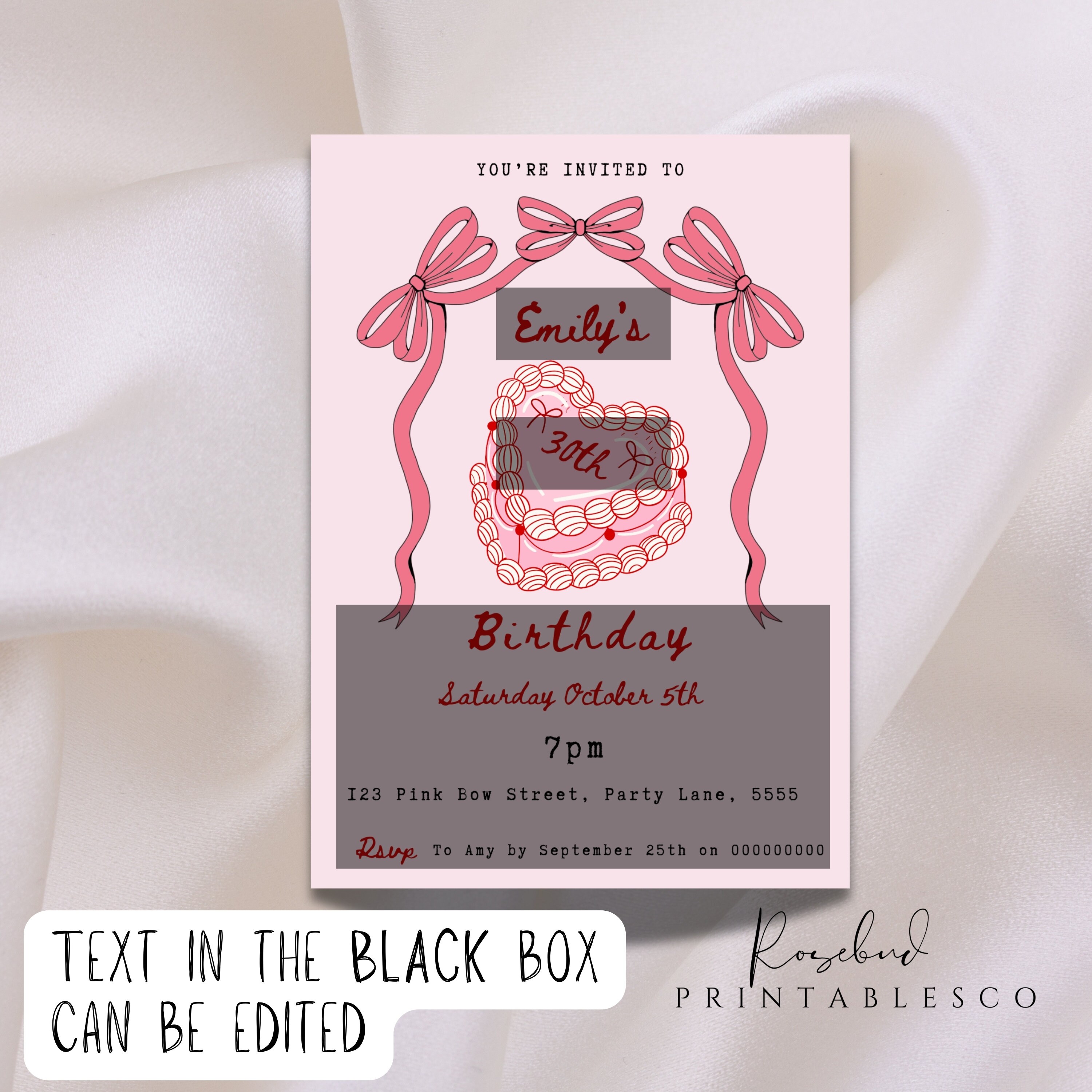 Retro Cake Birthday Invitation 30th Birthday Invite Vintage 21st Retro ...