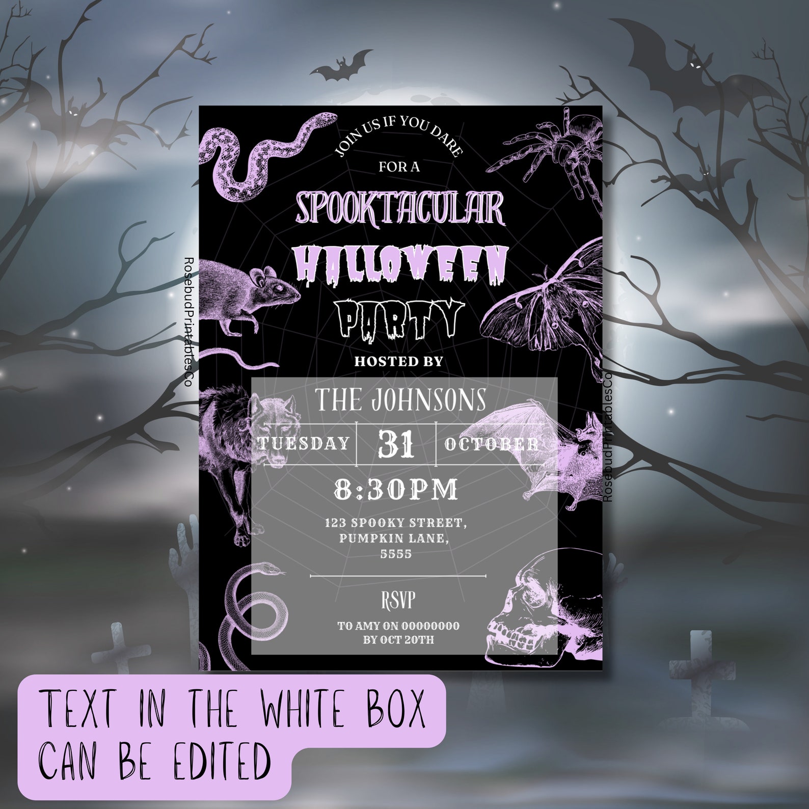 Editable Halloween Birthday Invitation Halloween Ghost Invitation ...