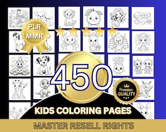 450 Coloring Kids Pages PLR MRR Activity Book for Kids Master Resell rights Digital Product Instant Download Resale School Worksheets Home