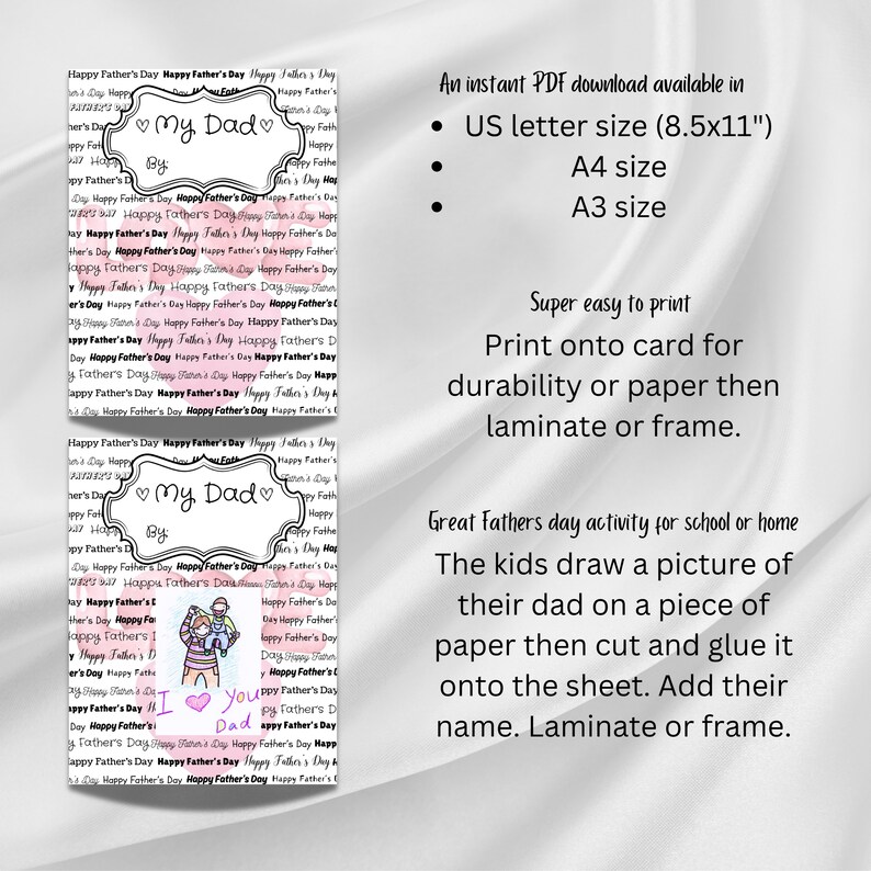 All About My Dad Printable Fathers Day Gift From Kids DIY Fathers Day ...