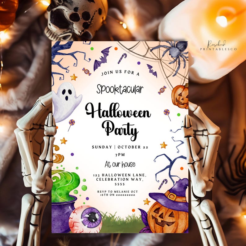 Editable Halloween Party Invitation Spooky Party Invite Kids ...