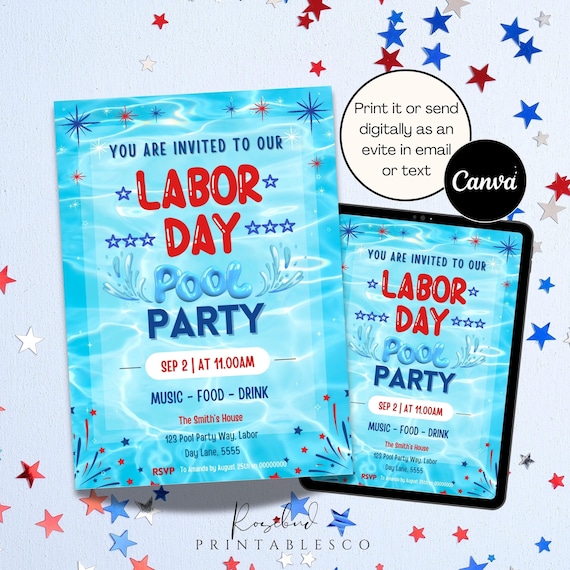 Labor Day Invitation Labor Day BBQ Invitation Labor Day Pool Party Invitation Labor Day Family Party Invite USA Labor Day Invite