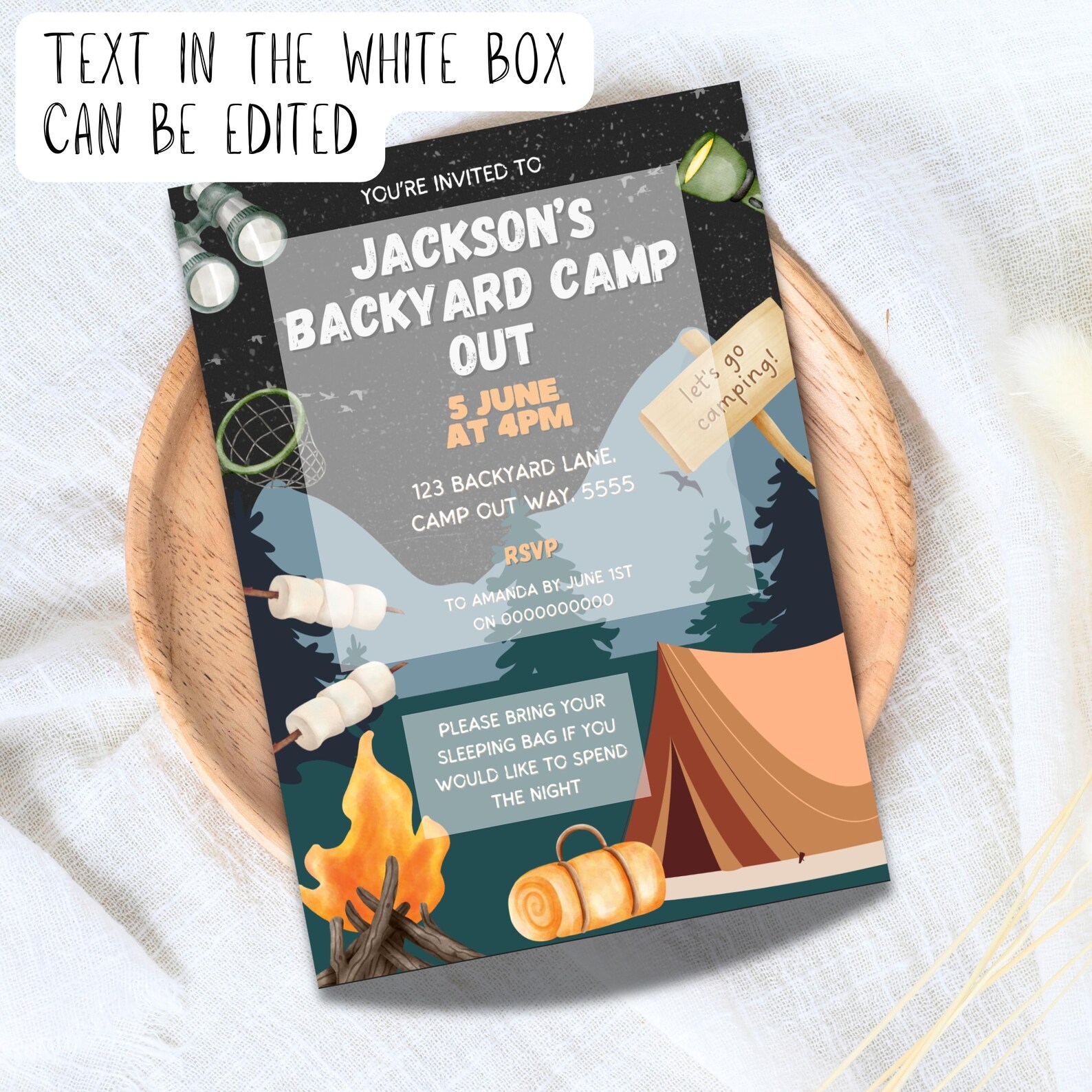 Camping Birthday Invitation Camping Party Invitation Camp Out Under the ...