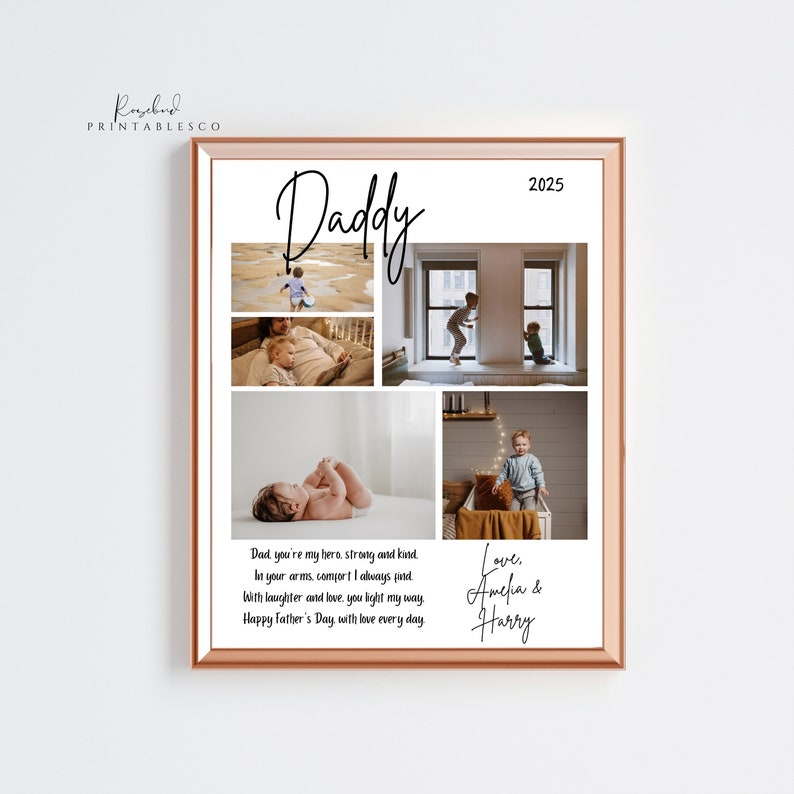 Regalo fotográfico imprimible para el Día del Padre, collage editable para el Día del Padre, regalo fotográfico para papá de los niños a papá, actividad fotográfica para el Día del Padre, manualidades para el Día del Padre. imagen 1