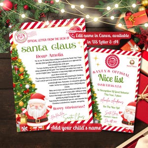 Instant Download Editable Letter From Santa Nice List Certificate ...