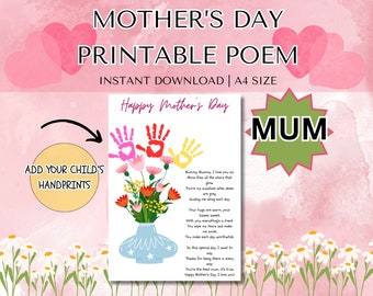 Mother's Day kids Worksheet Mother's Day Handprint Art Mothers Day Gift Mothers Day Craft Activity Page Classroom Gifts For Mum School