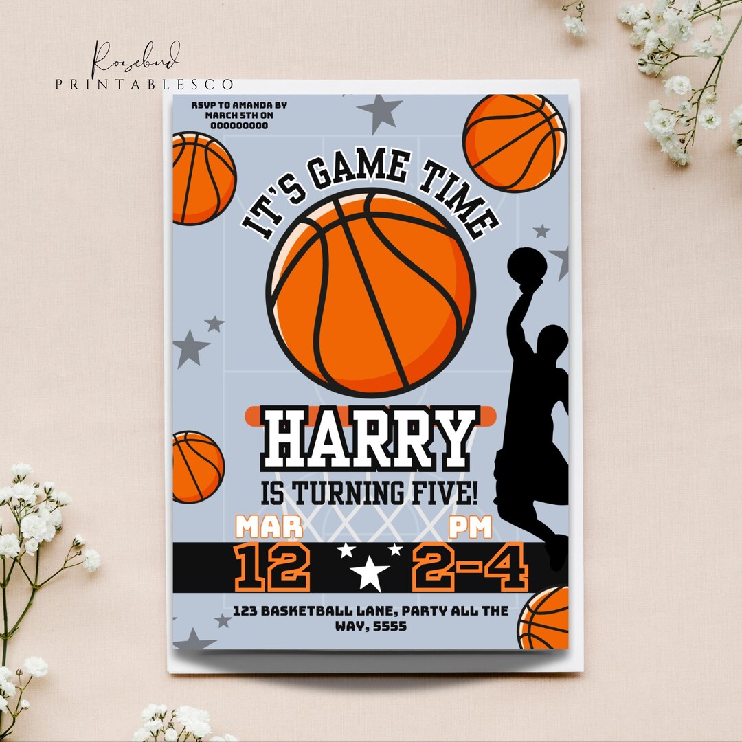 Basketball Printable Invitation Basketball Party Invitation Basketball ...