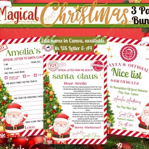 BUNDLE Approved Letter from Santa, Schöne Liste Zertifikat, Brief an Santa, Weihnachtswunschliste, Santa Mail, Brief vom Nordpol