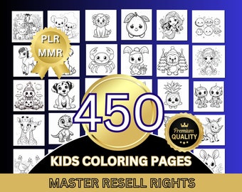 450 kinderpagina's PLR MRR activiteitenboek voor kinderen Master wederverkooprechten digitaal product Instant Download wederverkoop schoolwerkbladen Home