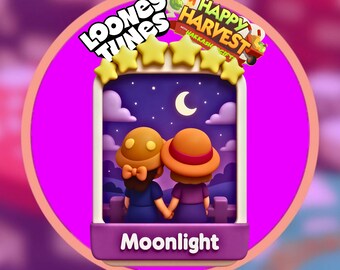 Moonlight Set #18 - Monopoly_Go 6 Star Stickers - Happy Harvest Album - Fast Shipping
