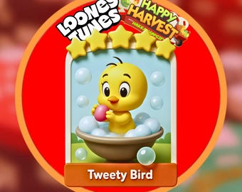 Tweety Bird Set #21 - Monopoly_Go 5 Star Stickers - Happy Harvest Album - Fast Shipping