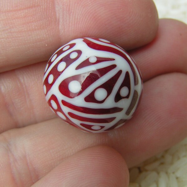 HowFunIsThat - 1 Handmade Lampwork Bead Focal - Vanilla & Cranberry  -  Free Shipping to US and Canada - SRA