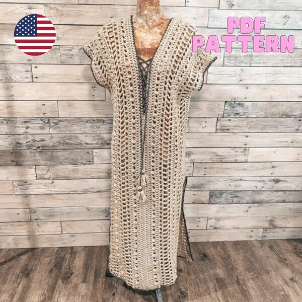 CROCHET PATTERN Pua Poa Beach Swimsuit Cover Up | Sustainable Apparel | Easy Summer Coverup Beach Dress PDF | All Sizes