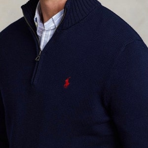 1/4 Zip Polo Ralph Lauren Cotton Light Weight Sweater Jumper for Men image 7