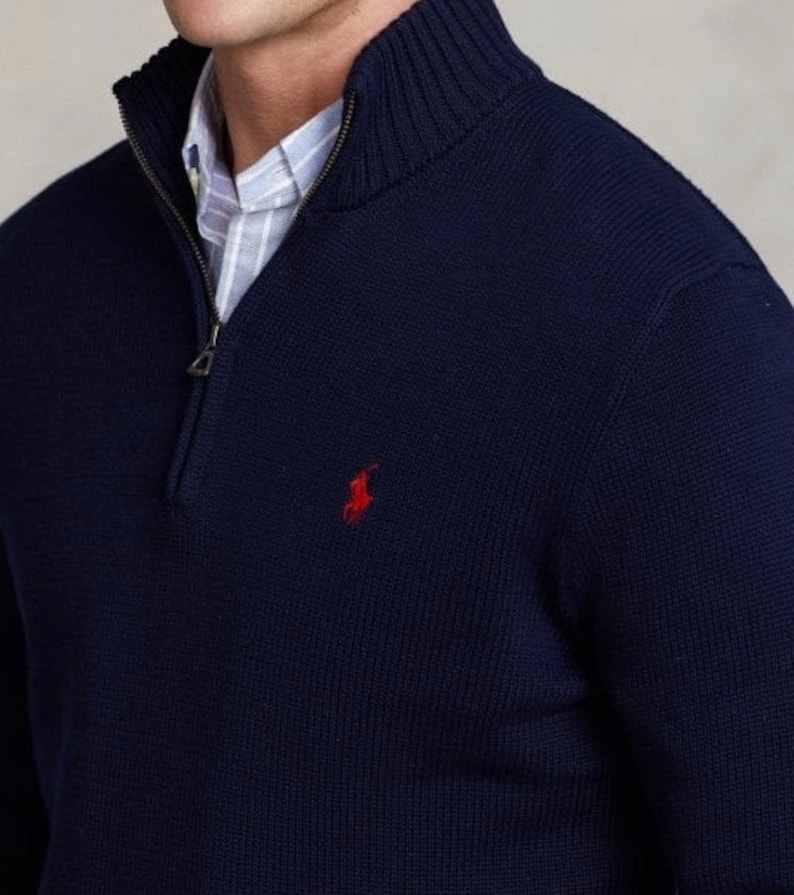 1/4 Zip Polo Ralph Lauren Cotton Light Weight Sweater Jumper for Men image 7