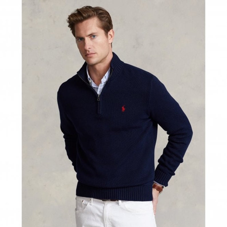 1/4 Zip Polo Ralph Lauren Cotton Light Weight Sweater Jumper for Men image 8