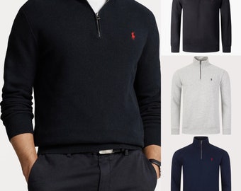 1/4 Zip Polo Ralph Lauren Cotton Light Weight Sweater Jumper for Men