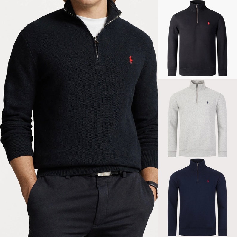 1/4 Zip Polo Ralph Lauren Cotton Light Weight Sweater Jumper for Men image 1