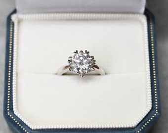 2-Karat Moissanit Schneeflocke Ring: platinierter S925 Silber