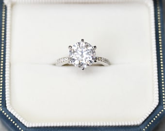 Bague Fiançailles Moissanite Naturelle 3 Ct Coupe Marquise - Or Blanc 14k Plaqué Sur Argent, Taille Ajustable, Personnalisable