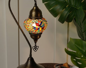 Moroccan Bedside Standing Lamp, Boho Lamp, Lantern Lamp, Turkish Floor Lamp, Colorful Mosaic Glass Lamp, Tiffany Lamp, Retro Table Lamp