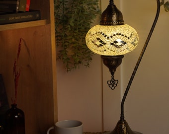 Lilac Mosaic Table Lamp Big Size Globe, Turkish Moroccan Handmade Mosaic Table Lamp, Bedside Table Lamp, Turkish Mosaic Light, Bulb Included