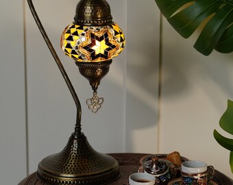 Turkish Table Lamp, Moroccan Chandelier, Antique Turkish Lamp, Standing Lamp, Bedside Mosaic Lamp, Vintage Night Light (LED Bulb Included)