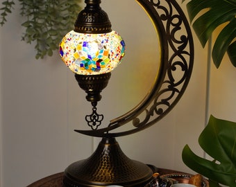 Paralume turco vintage, lampada Boho, lampada turca antica, lampada da tavolo per comodino, lampada Tiffany, lampade a mosaico marocchino, lampade souvenir