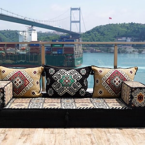 Arabic Floor Cushion Set | Living Room Floor Sofa |  U Shaped Couch | Turkish Floor Seating Set | Custom Made Sofa | U Shaped Sofa Cushion