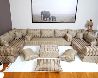 Handmade Arabic Majlis Sofa Set: Kilim Ottoman Floor Seating