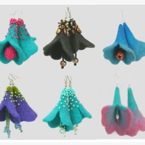 Tutorial Trumpet Flower Earrings Needle Felting