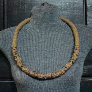 Fiber Necklace with Hand Embroidery