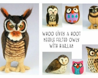 Tutorial Whoo Gives a Hoot Needle Felted multi-project Owls