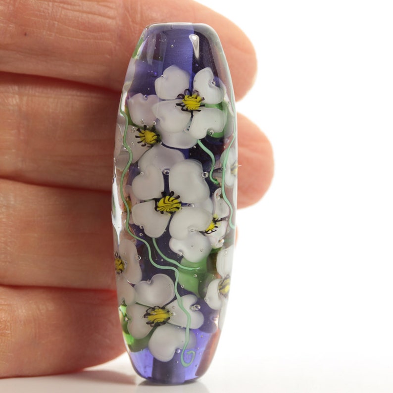 Dogwood Flower Glass Bead.....Handmade by Highland Beads Etsy
