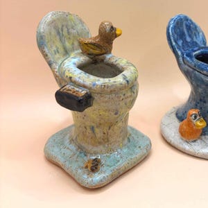 Ceramic Japanese Toilet Sculpture Bud Vase, Quirky Bathroom Decor (Size S)