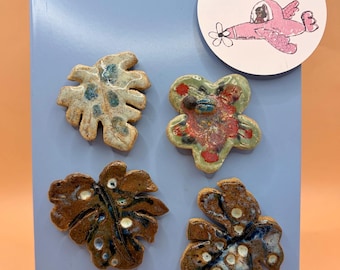 Flowers Monstera  Botanical Ceramic Garden Fridge magnet. Gifts.House plant Home decor Colourful Gifts