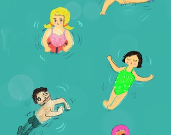 Summer Pool Party Postcard, 'Lovepool' Illustration, A6 Greeting Card