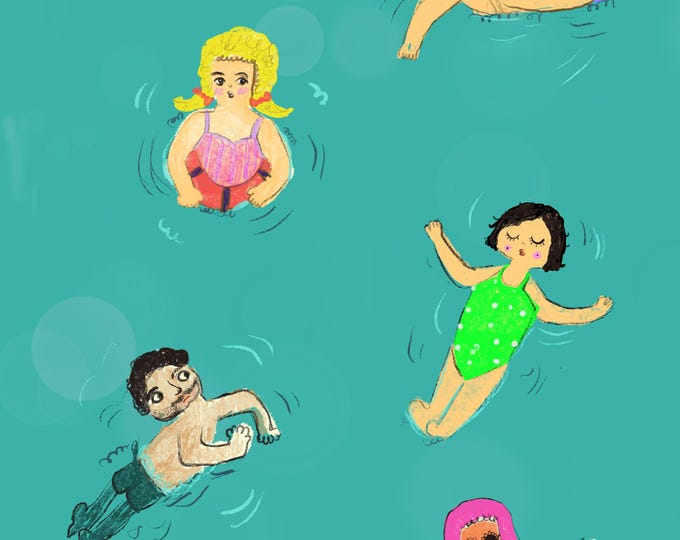 Summer Pool Party Postcard, 'Lovepool' Illustration, A6 Greeting Card
