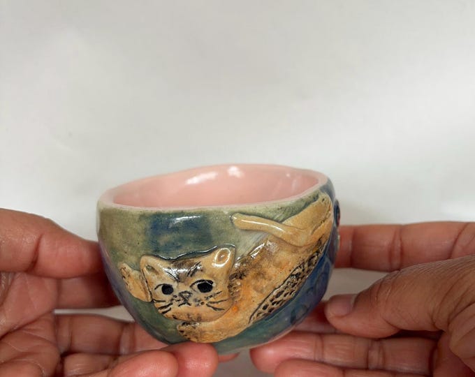Handmade Ceramic Espresso Cup: One-of-a-Kind Cat Lover Gift