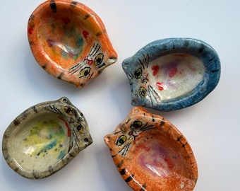 Handmade Ceramic Cats Worry Stones Artsy Gifts Stress relief