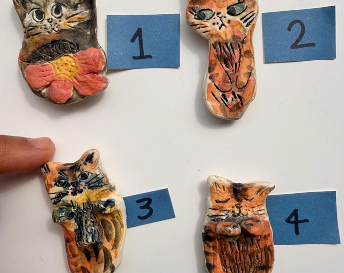 Orange Cats Fridge Magnet. Ceramic magnet. Gifts. Cat lover. Fun ceramics. Home decor
