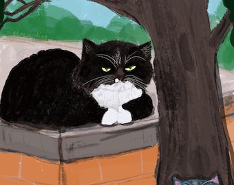 Grumpy & Sassy Cats Postcard: Illustration Art Print, Cat Lover Gift