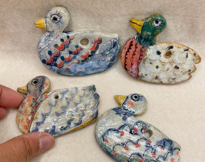 Handmade Ceramic Duck Ornament: Eclectic Holiday Decor