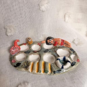 IMPERFECT SALE Handmade Ceramic Artist colour Palette  Whimsical flamingo bikini girl