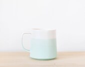 Modern Handmade Ceramic Coffee Mug Danish Design Style in Mint and White